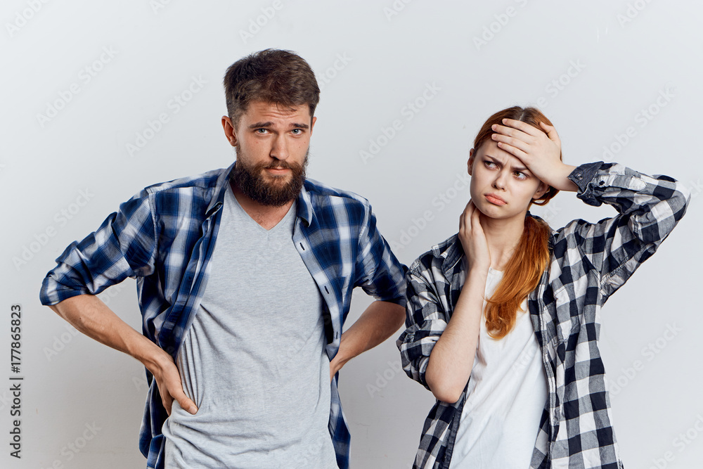 quarrel between a man and a woman on a white background quarrel between a man and a woman on a white background