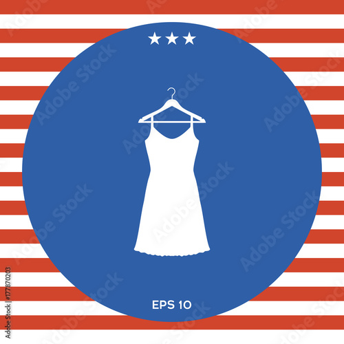 Sundress, Evening dress, combination or nightie on the wardrobe hanger , the silhouette. Menu item in the web design