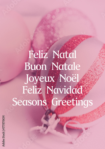 Christmas Card with Season's Greetings in FIVE languages. photo