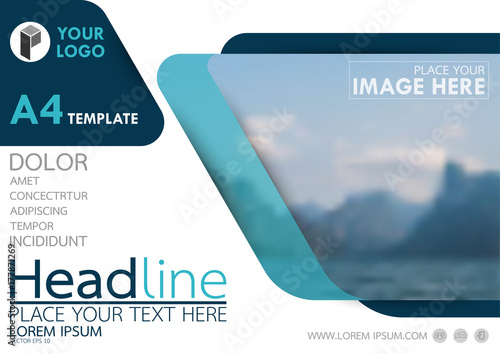 Blue flyer cover business brochure vector design, Leaflet advertising abstract background, Modern poster magazine layout template, Horizontal annual report for presentation.