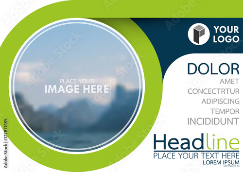 Blue and green flyer cover business brochure vector design, Leaflet advertising abstract background, Modern poster magazine layout template, Horizontal annual report for presentation.