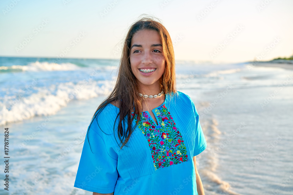 Latin beautiful girl in Caribbean beach sunset Latin beautiful girl in Caribbean beach sunset