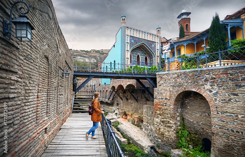 Traveler at Abanotubani district of Tbilisi