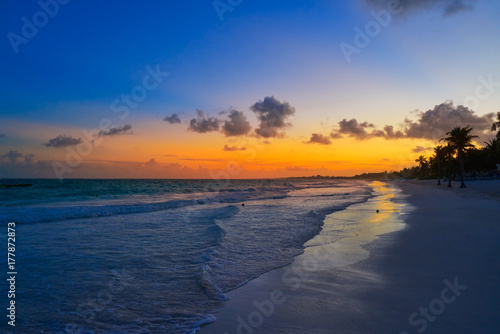 Tulum beach sunset palm tree Riviera Maya © lunamarina