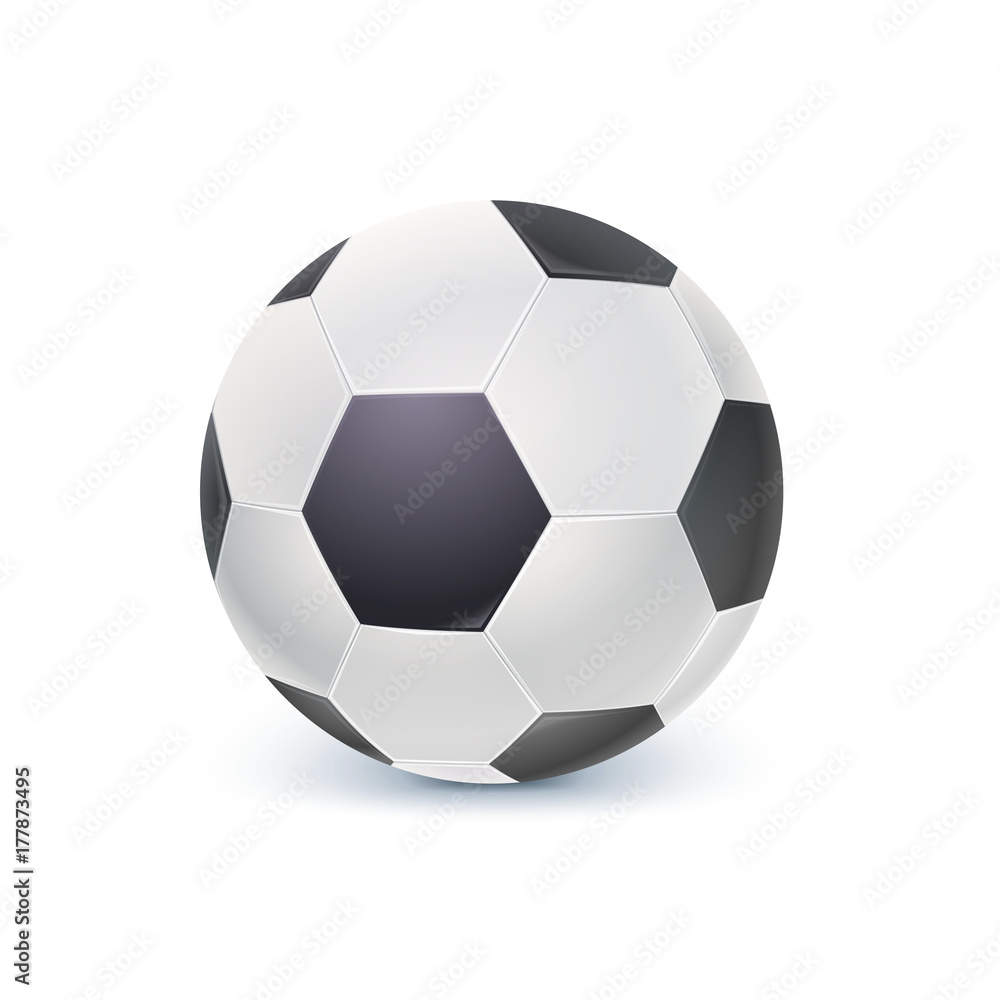 Obraz premium Detailed icon of ball for game in classic football. Realistic soccer ball isolated on white background, 3D illustration.