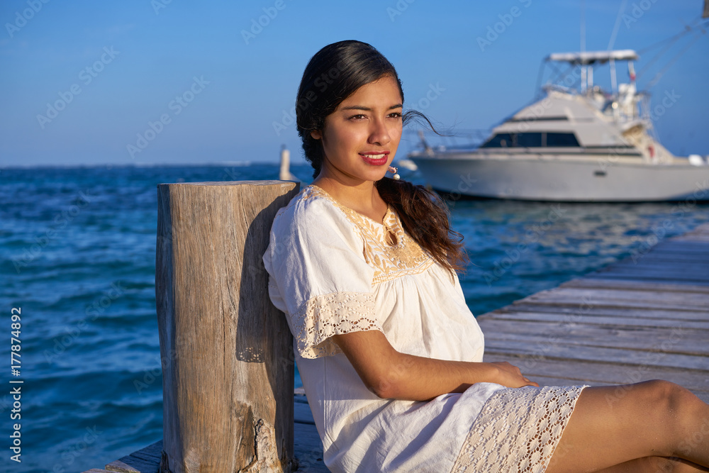 Mexican latin woman in Riviera Maya