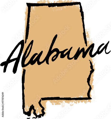 Canvas-taulu Hand Drawn Alabama State Design