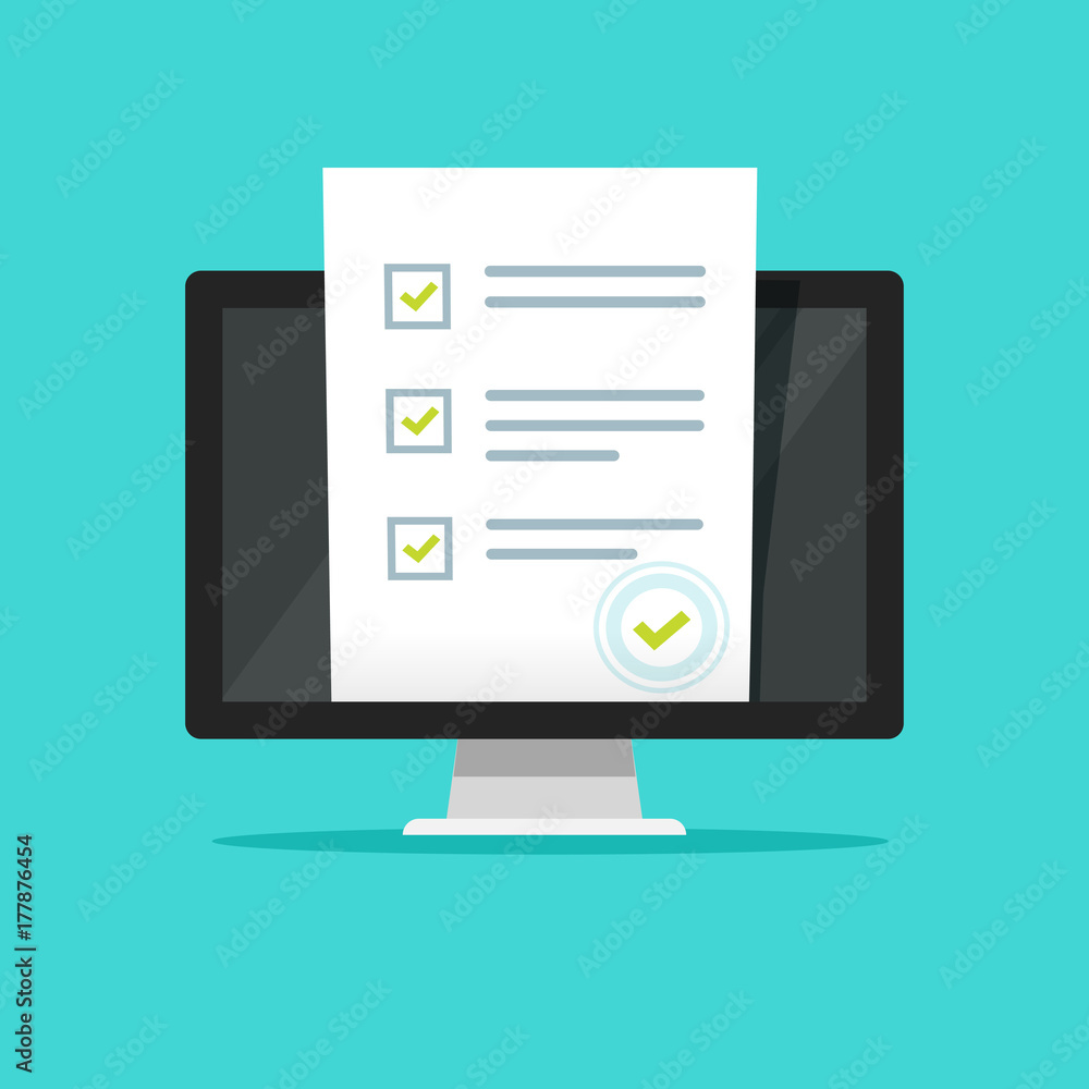 Online form survey on pc computer vector illustration, flat cartoon monitor  display showing quiz exam paper sheet document, concept of electronic  voting on internet, web learning Stock Vector | Adobe Stock