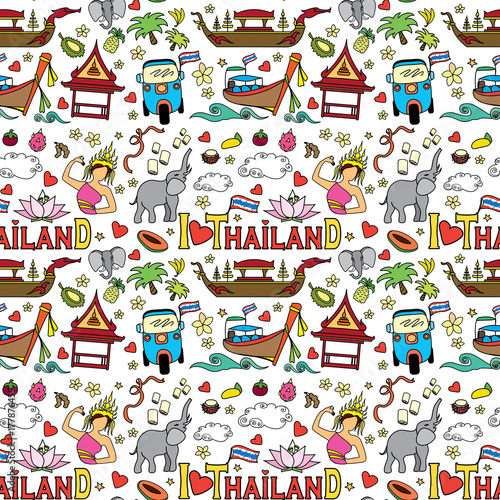 I love Thailand seamless pattern