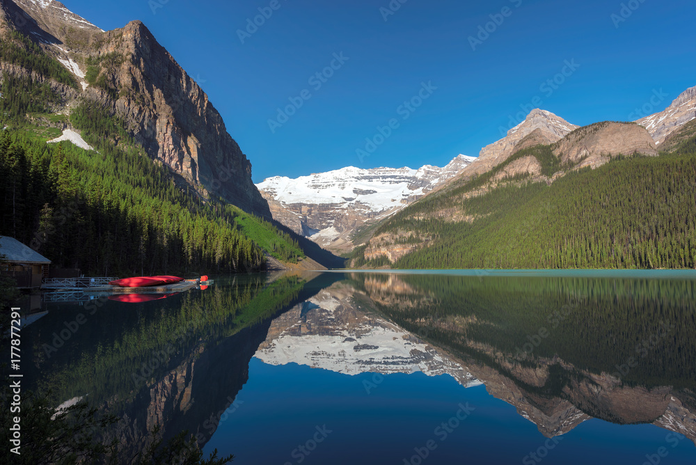 Lake Louise in early morning, Rocky Mountains, Banff National Park, Canada.