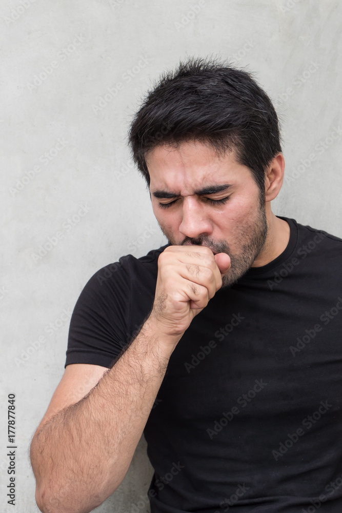 sick man coughing, sore throat sick man coughing, sore throat