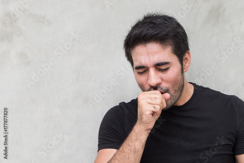 Canvas Print sick man coughing, sore throat