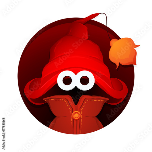 Avatars of little wizard in big magician hat. Cartoon magic little man. Vector illustration.