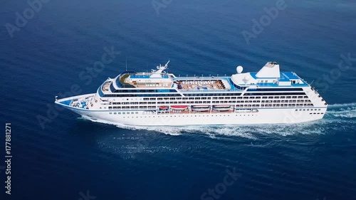 Cruise ship sailing across The Mediterranean sea - Aerial footage
