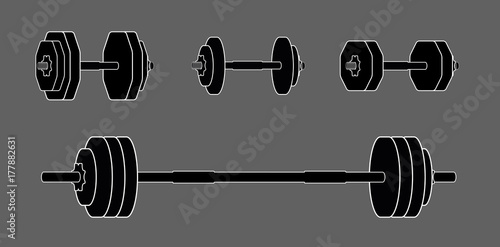 Simple dumbbells set for design and info graphic