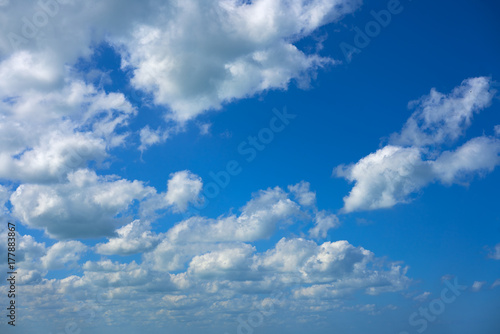 Blue sky summer white cumulus clouds
