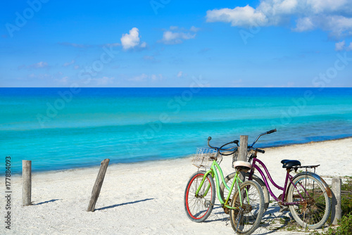 Holbox island beach bicycles Mexico