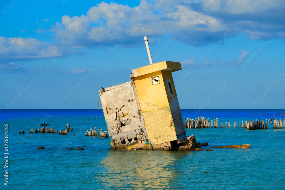 Holbox island Mexico hurricane ruins