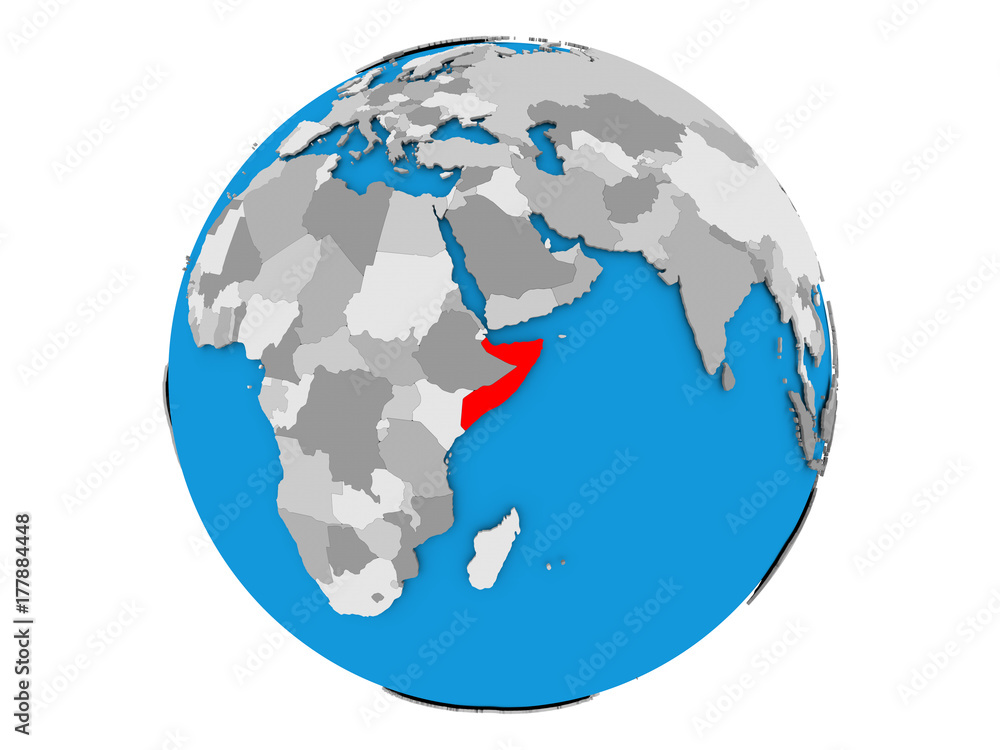 Somalia on globe isolated