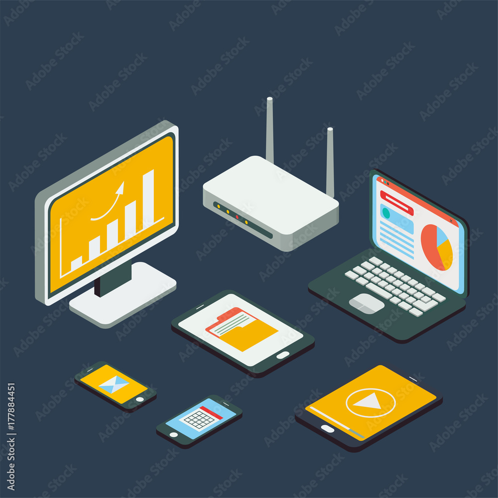 Isometric technologies details set Isometric technologies details set