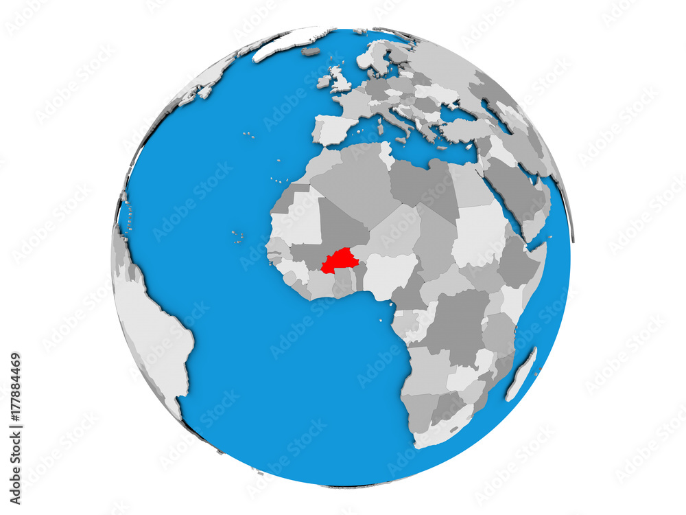Burkina Faso on globe isolated Burkina Faso on globe isolated