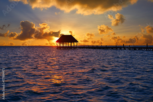 Holbox island sunset beach pier hut Mexico © lunamarina