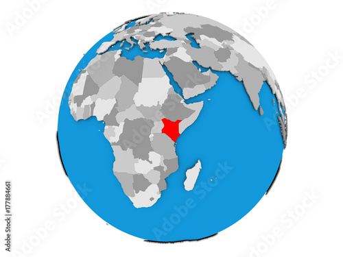Kenya on globe isolated