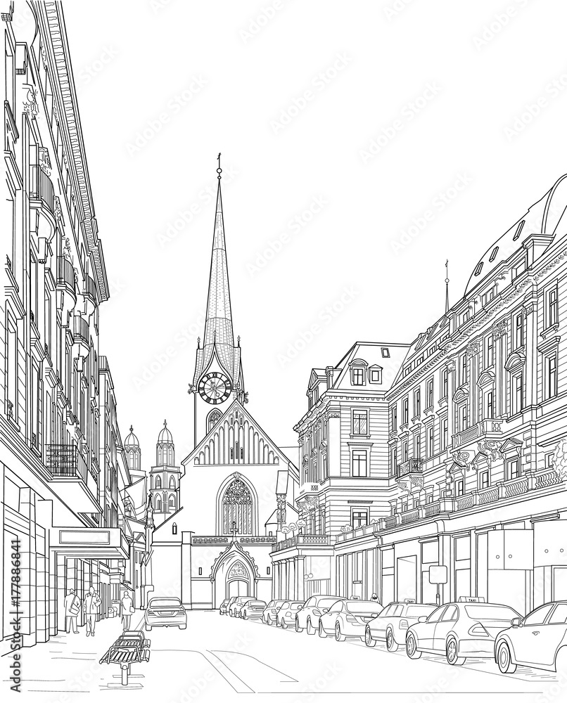 Sketch of a city street