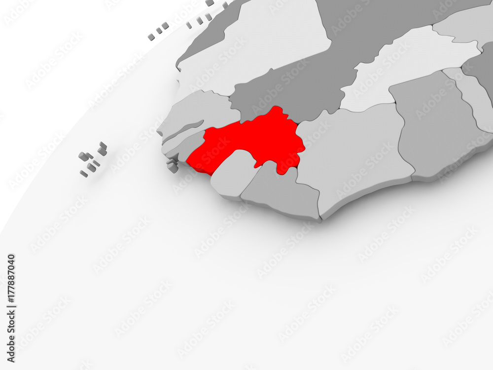 Fototapeta premium Guinea on grey political globe