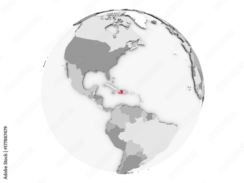 Obraz premium Haiti on grey globe isolated