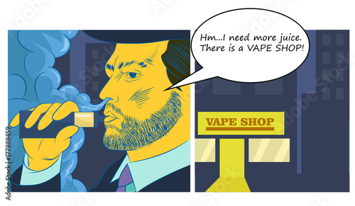 man smoking e ciggarette