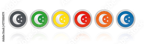 Mond und Sterne - Nacht - Silberne Buttons