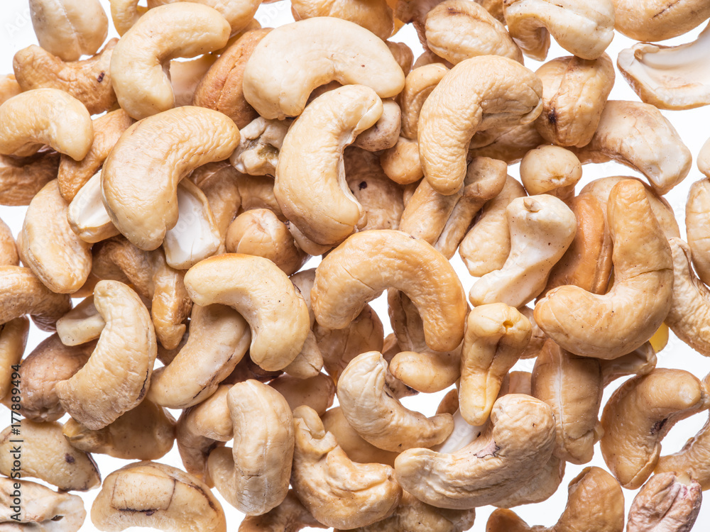 Cashew or indian nut on the white background. Cashew or indian nut on the white background.
