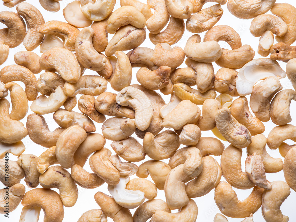Cashew or indian nut on the white background. Cashew or indian nut on the white background.