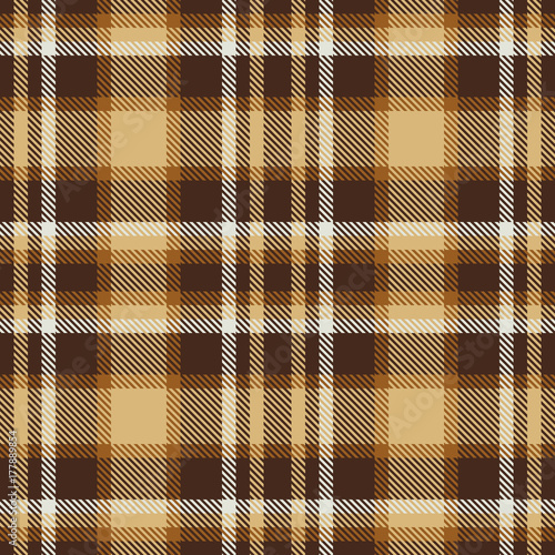 Brown tartan seamless vector pattern. Checkered plaid texture.