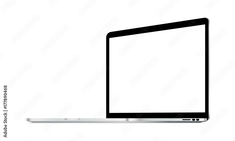 Laptop mockup isolated - perspective 3/4 right view. Vector illustration Laptop mockup isolated - perspective 3/4 right view. Vector illustration