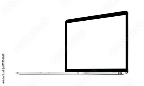 Laptop mockup isolated - perspective 3/4 right view. Vector illustration