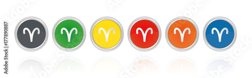 Sternzeichen - Widder - Silberne Buttons
