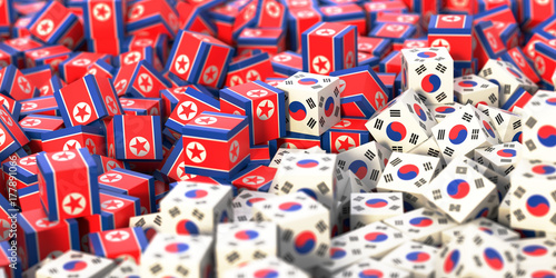 North and South Korea political problem  original 3d rendering conceptual illustration