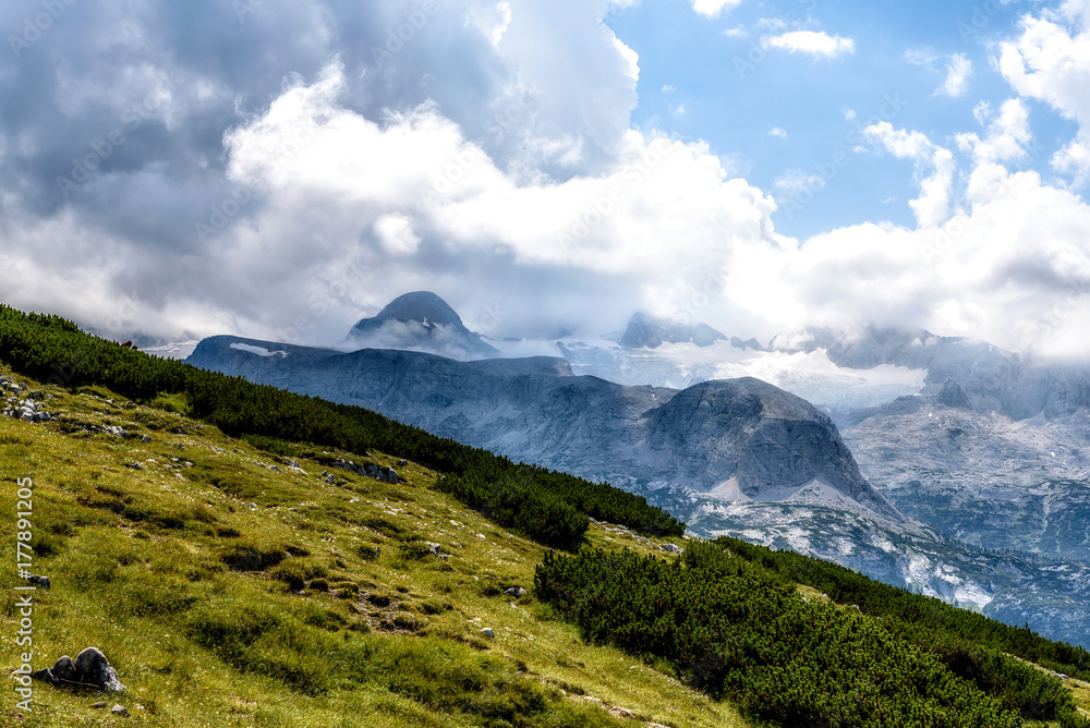 Scenic view of alps mountains a sunny day Scenic view of alps mountains a sunny day