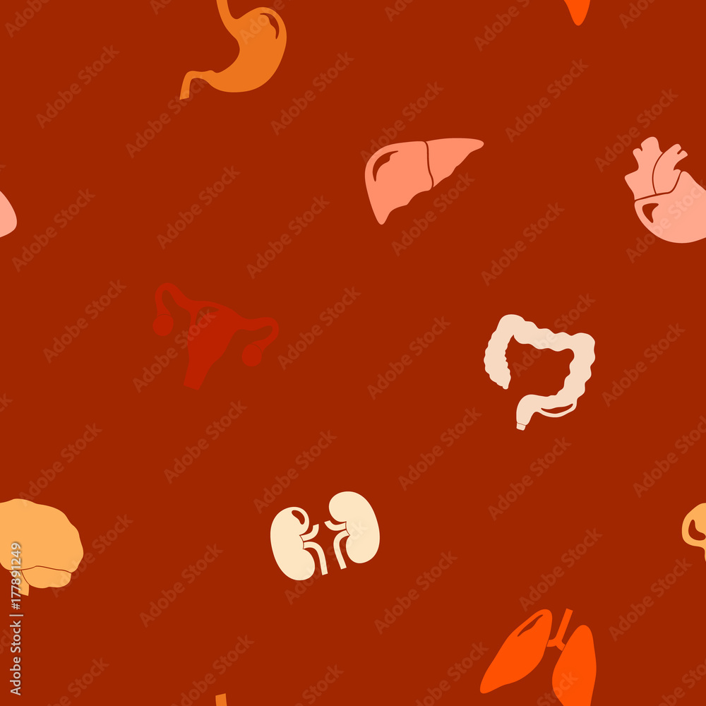 Seamless pattern with human internal organs for your design Seamless pattern with human internal organs for your design