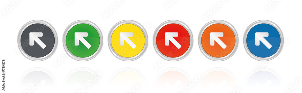 Pfiel nach oben links - Silberne Buttons Pfiel nach oben links - Silberne Buttons