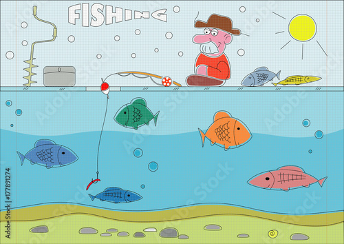 drawing winter fishing