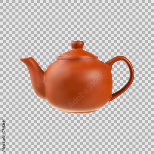 Teapot in a realistic style isolated on transparent background. 3d. Stock - Vector illustration for your design and business