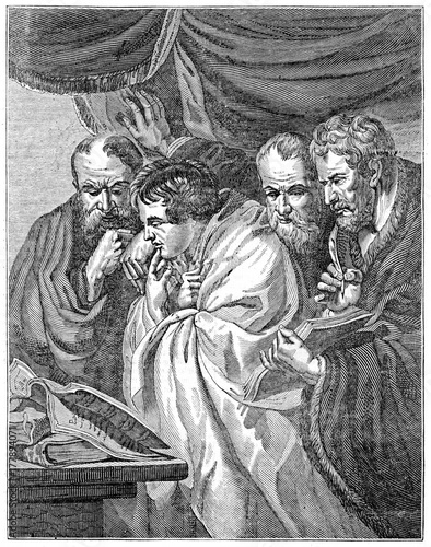 Valokuva Old grayscale illustration