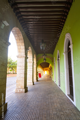Merida city arcade arcs of Yucatan Mexico