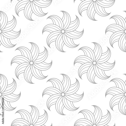 Gray floral seamless pattern on white background © Liudmyla