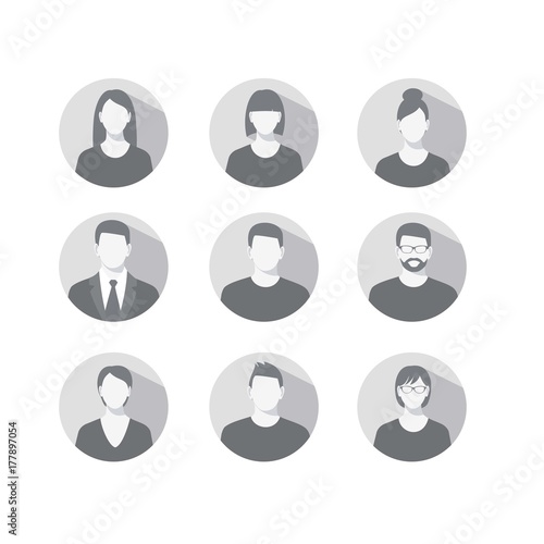 Set of profile icons for men and women