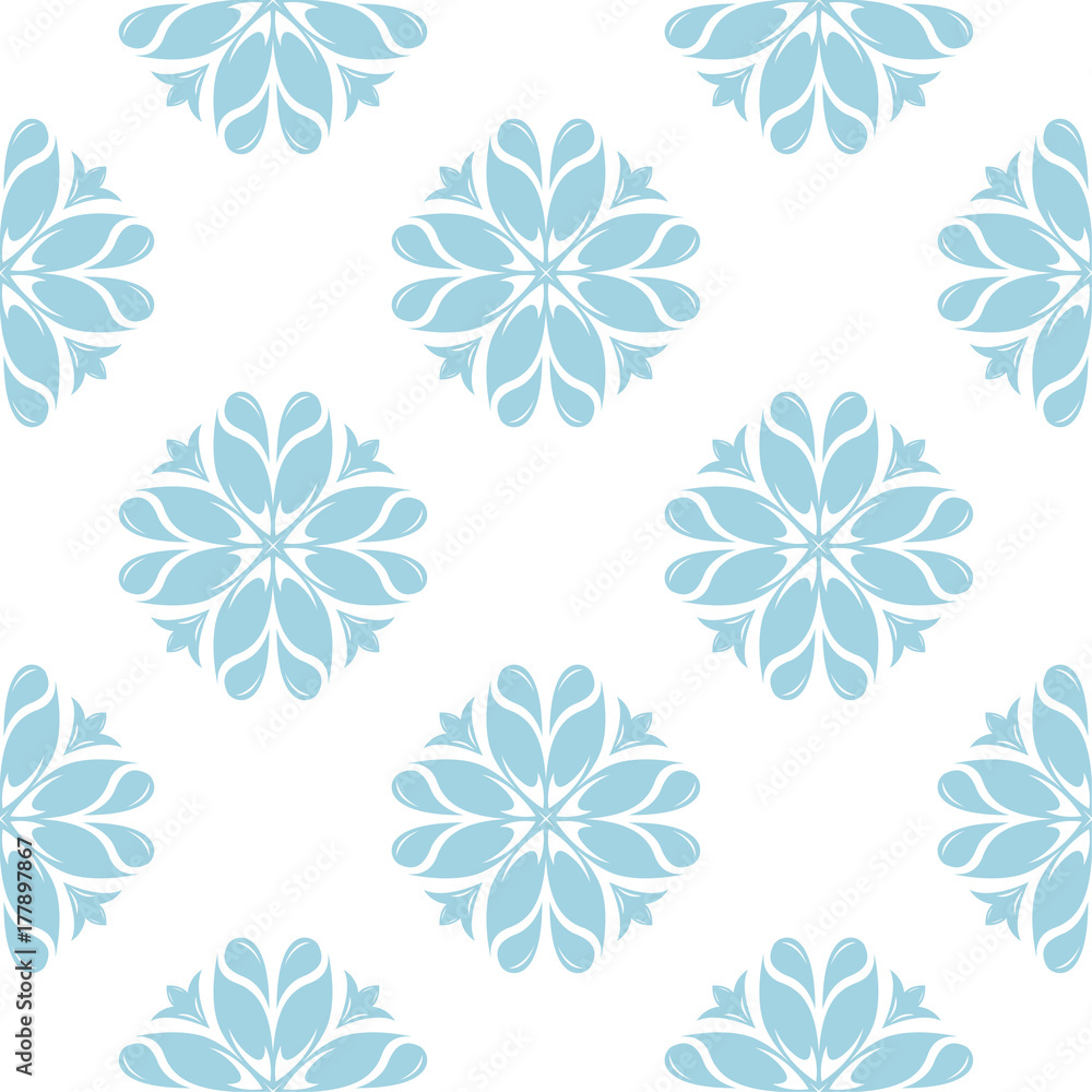 Light blue and white floral seamless pattern