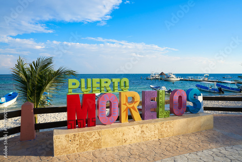 Puerto Morelos word sign in Riviera Maya photo